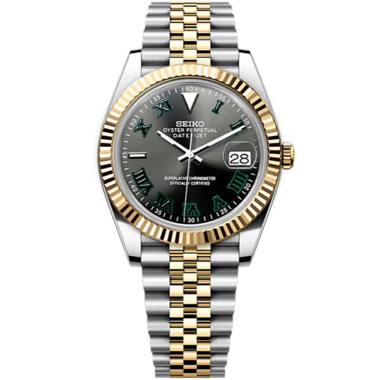 SEIKO MOD DATEJUST WIMBLEDON GOLD SILVER